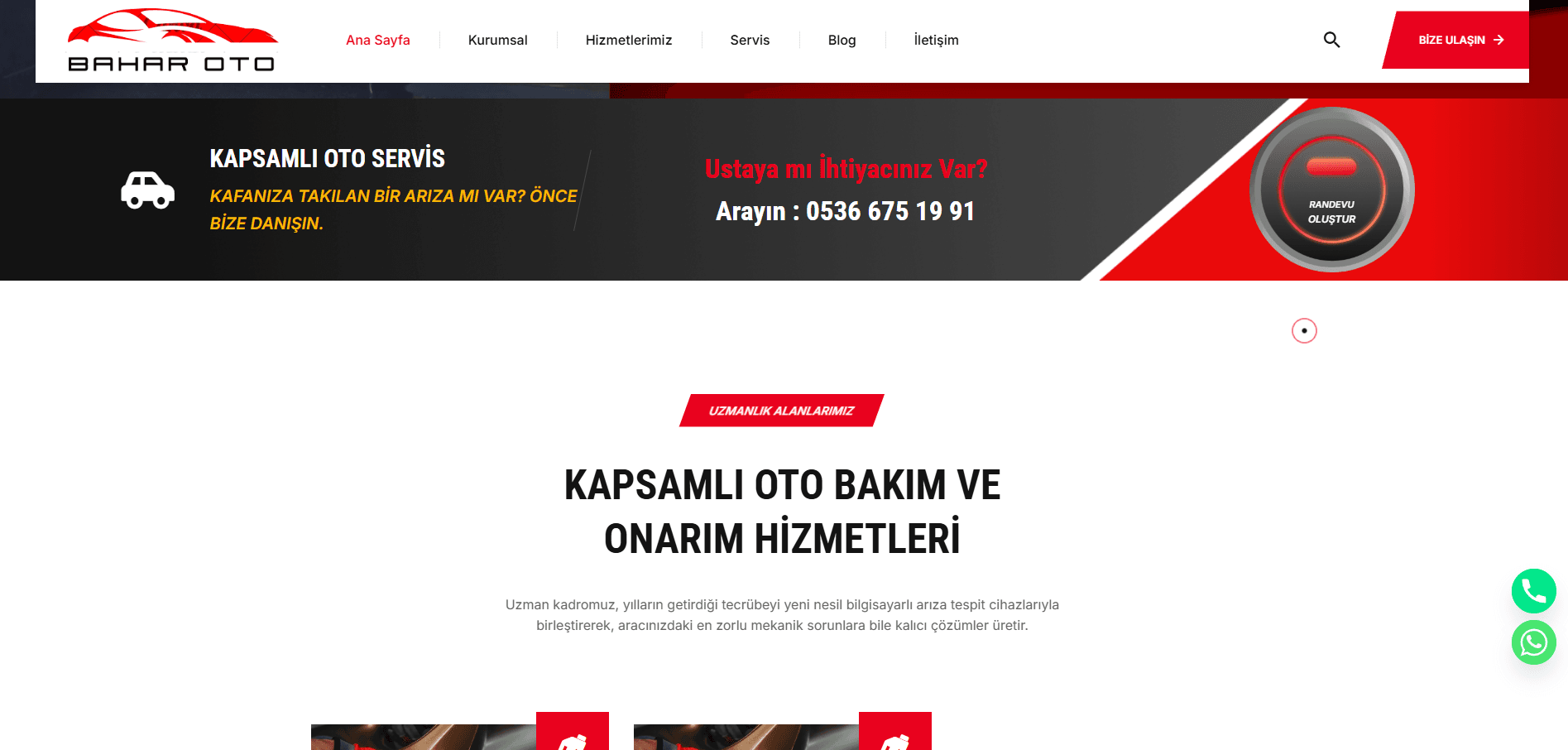 Bahar Oto Servis – Corporate Website & SEO Optimization - 1