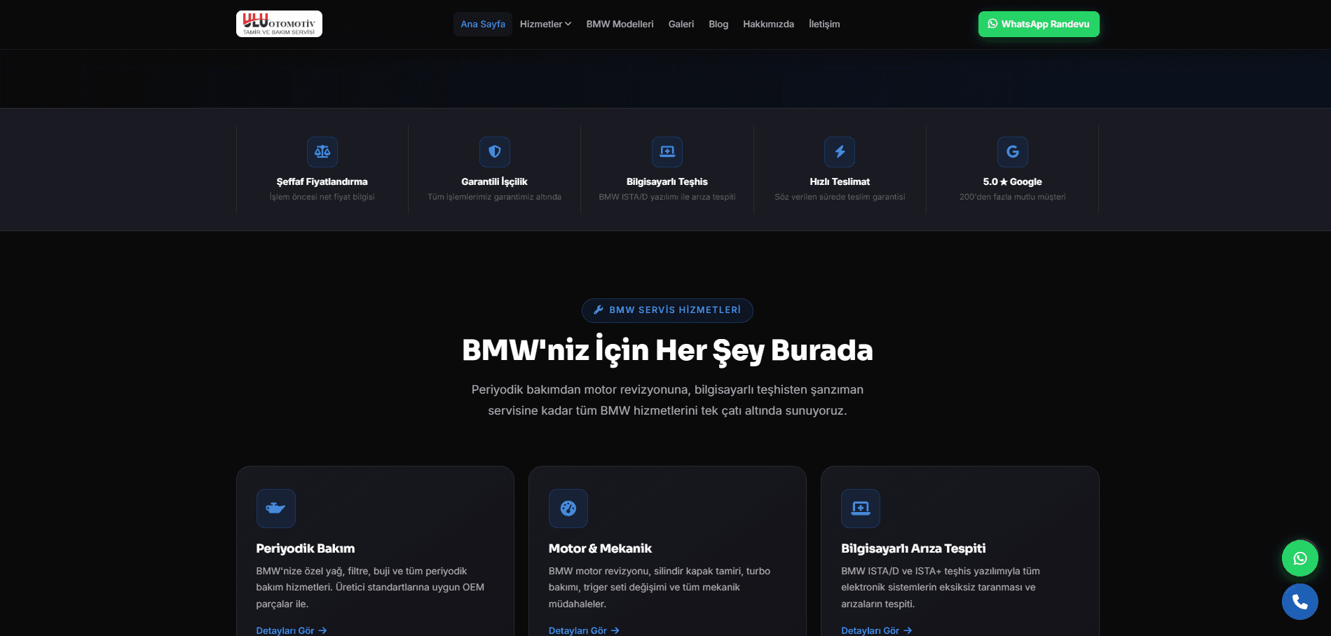 BMW Özel Servis – A'dan Z'ye Web Tasarımı ve Kapsamlı SEO Projesi - 1