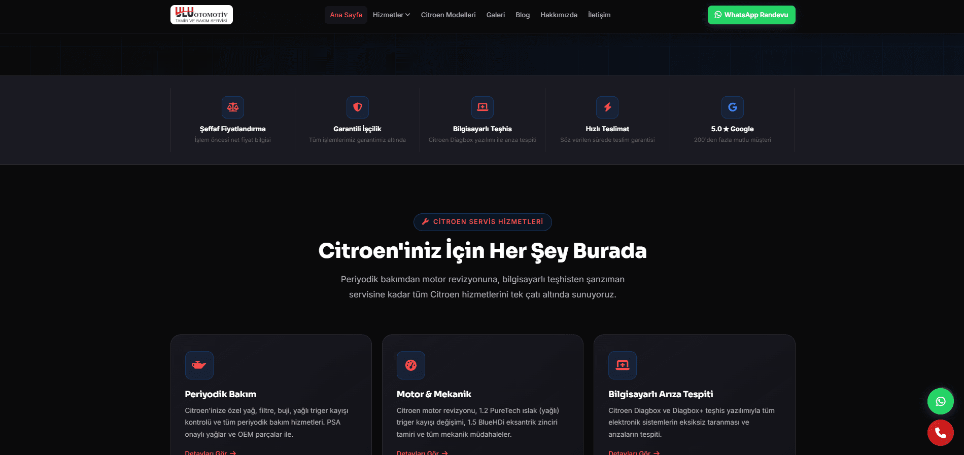 Citroën Özel Servis – A'dan Z'ye Web Tasarımı ve Kapsamlı SEO Projesi - 1
