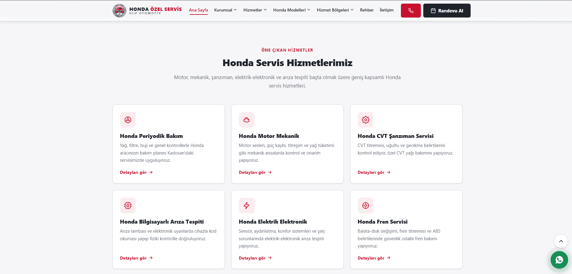 Honda Özel Servis – A'dan Z'ye Web Tasarımı ve Kapsamlı SEO Projesi - 1