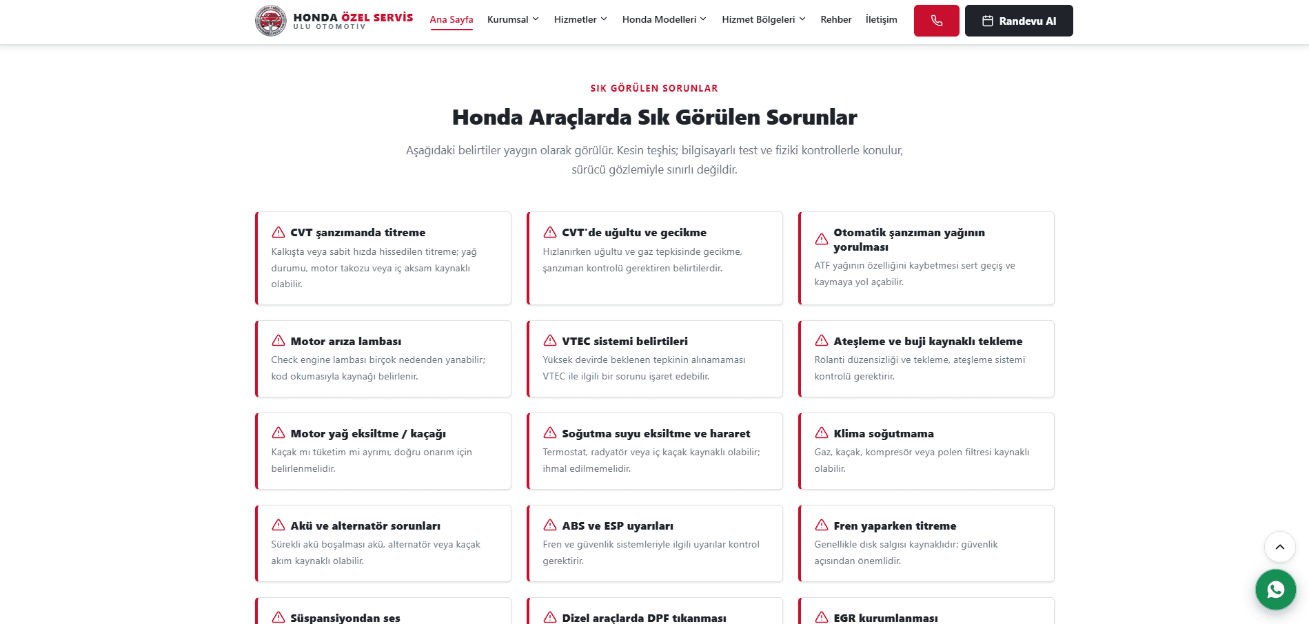 Honda Özel Servis – A'dan Z'ye Web Tasarımı ve Kapsamlı SEO Projesi - 3