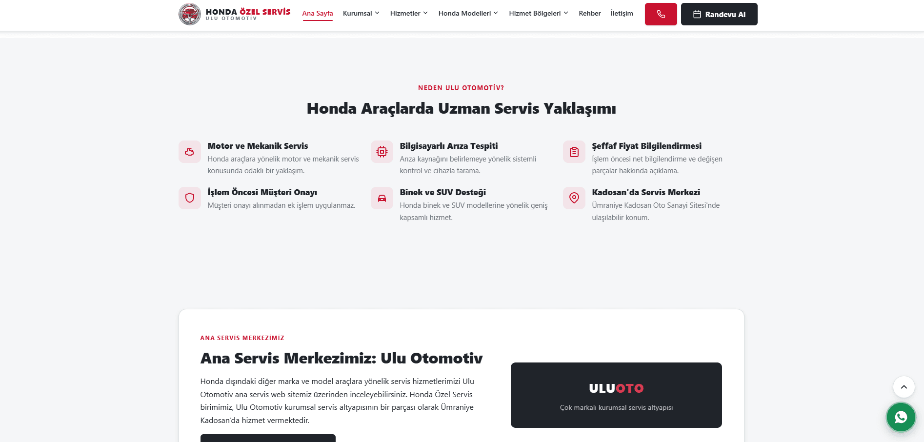 Honda Özel Servis – A'dan Z'ye Web Tasarımı ve Kapsamlı SEO Projesi - 5