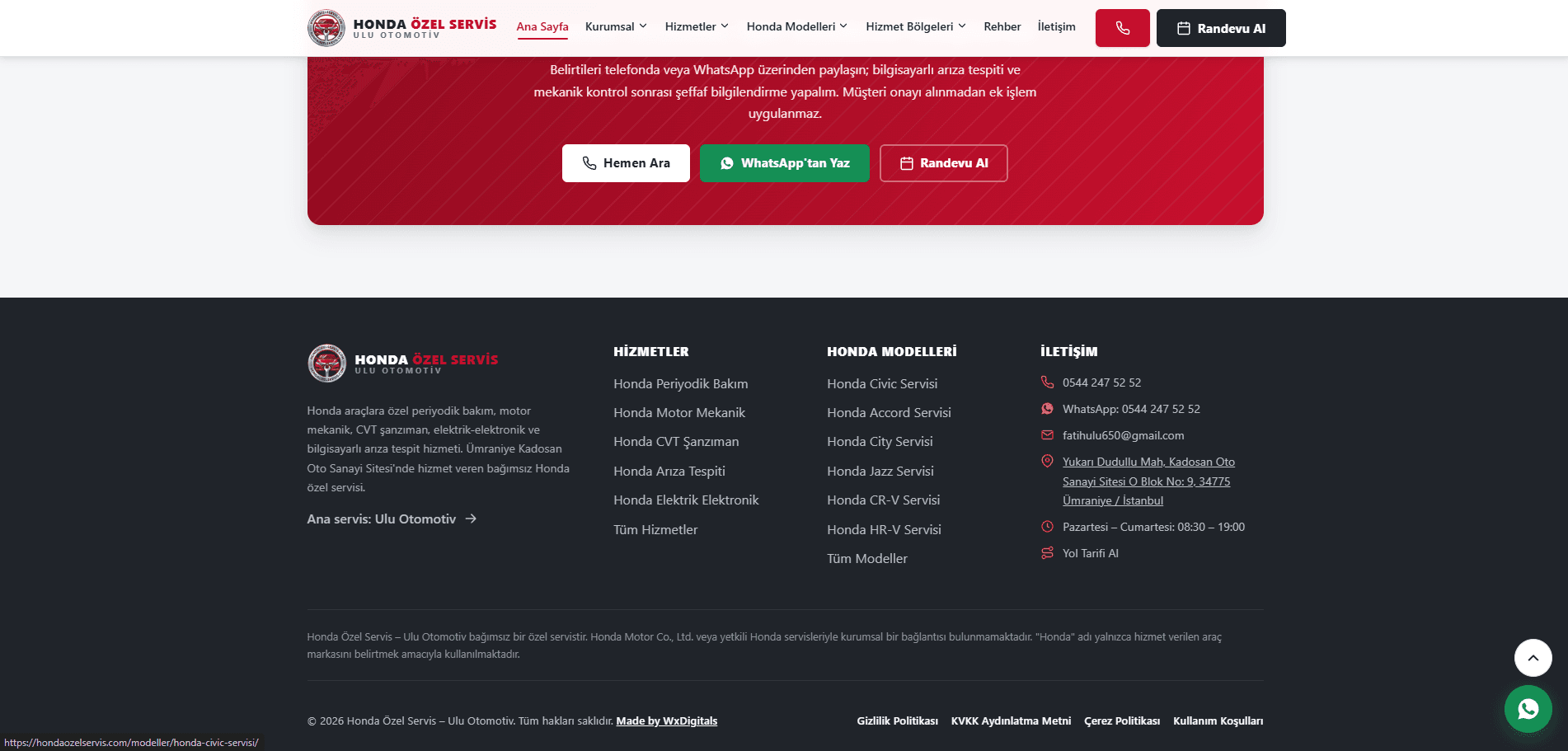 Honda Özel Servis – A'dan Z'ye Web Tasarımı ve Kapsamlı SEO Projesi - 7
