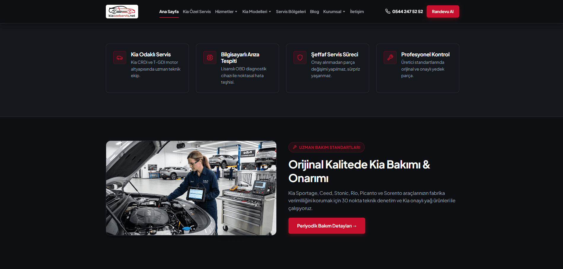 Kia Özel Servis – A'dan Z'ye Web Tasarımı ve Kapsamlı SEO Projesi - 1
