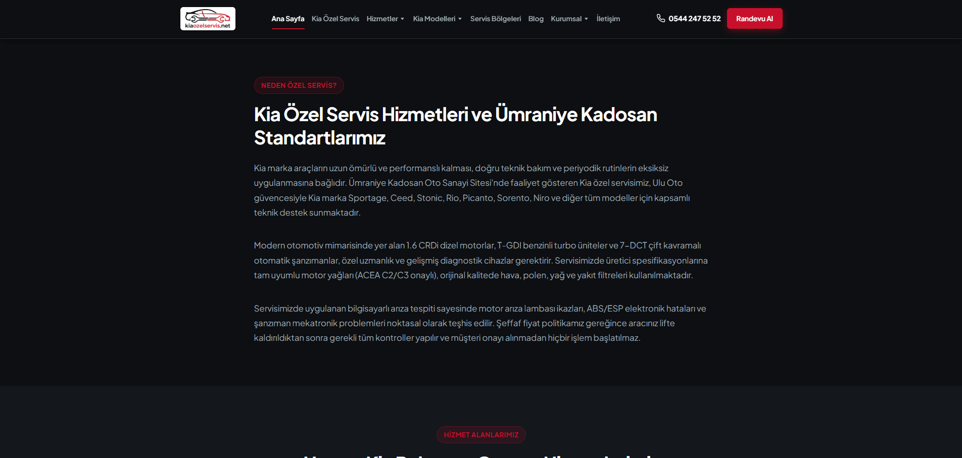 Kia Özel Servis – A'dan Z'ye Web Tasarımı ve Kapsamlı SEO Projesi - 2