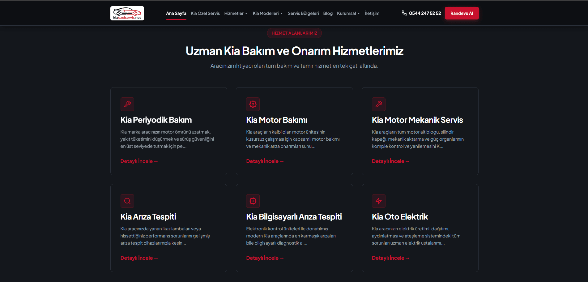 Kia Özel Servis – A'dan Z'ye Web Tasarımı ve Kapsamlı SEO Projesi - 3