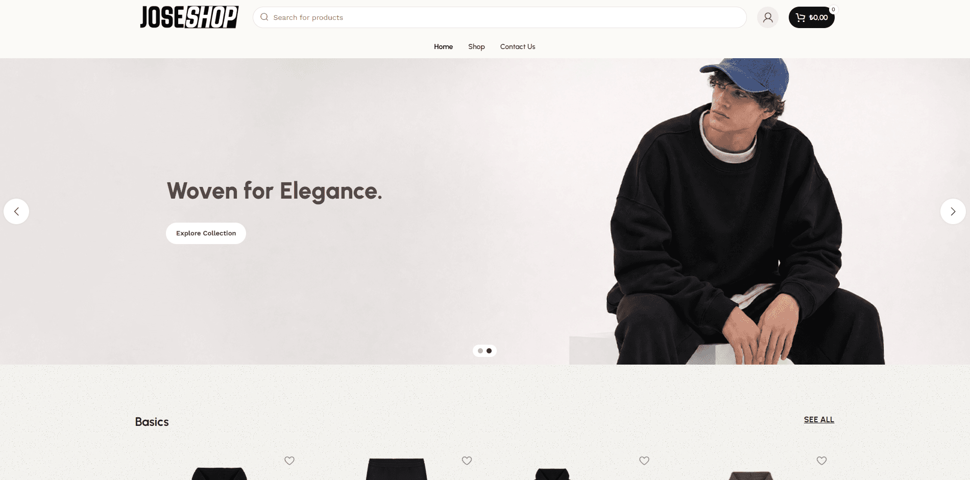 Shop Jose - Web Site Çalışması