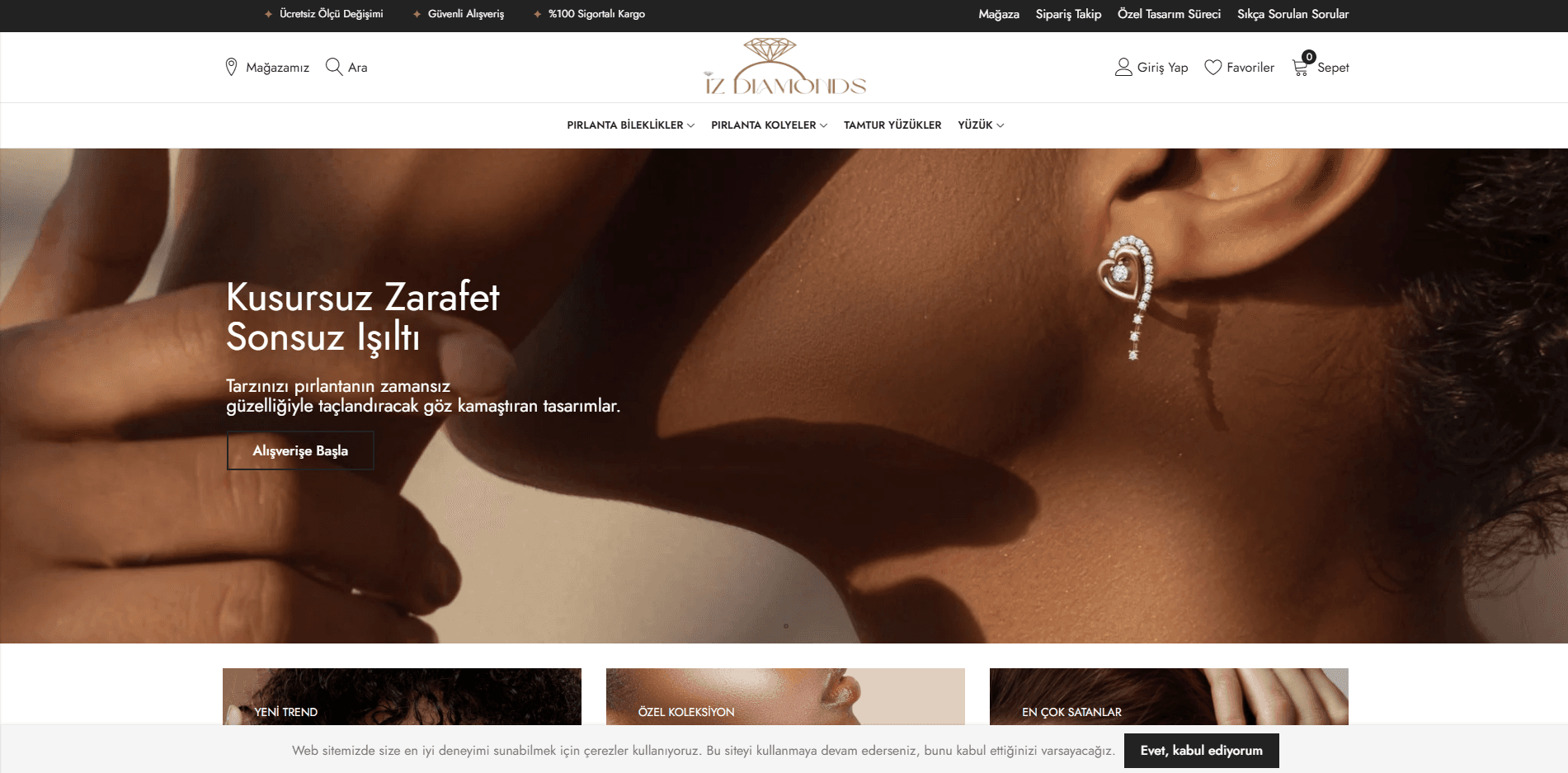 İz Diamonds - Web Site Çalışması