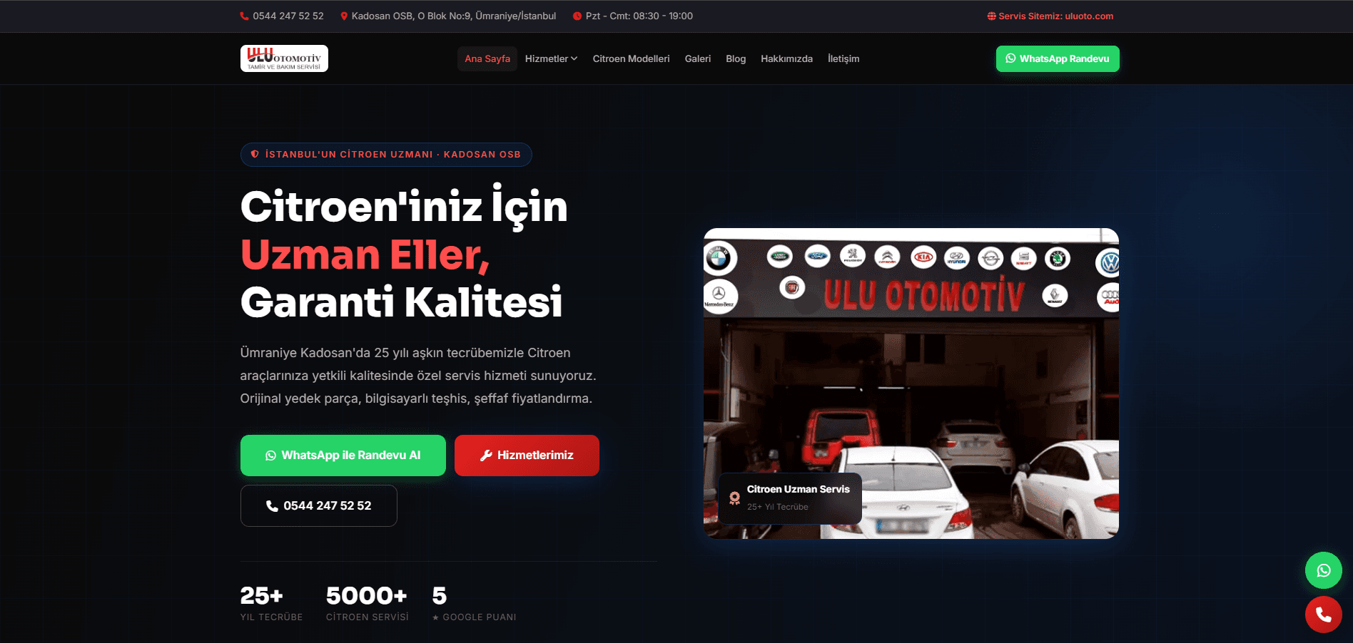 Citroën Özel Servis – A'dan Z'ye Web Tasarımı ve Kapsamlı SEO Projesi