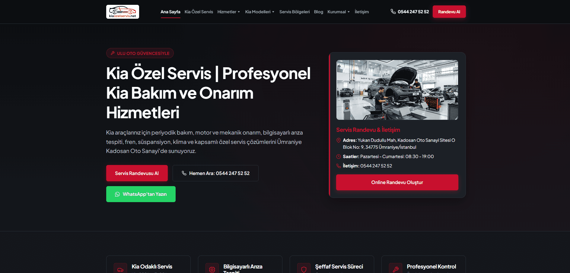 Kia Özel Servis – A'dan Z'ye Web Tasarımı ve Kapsamlı SEO Projesi