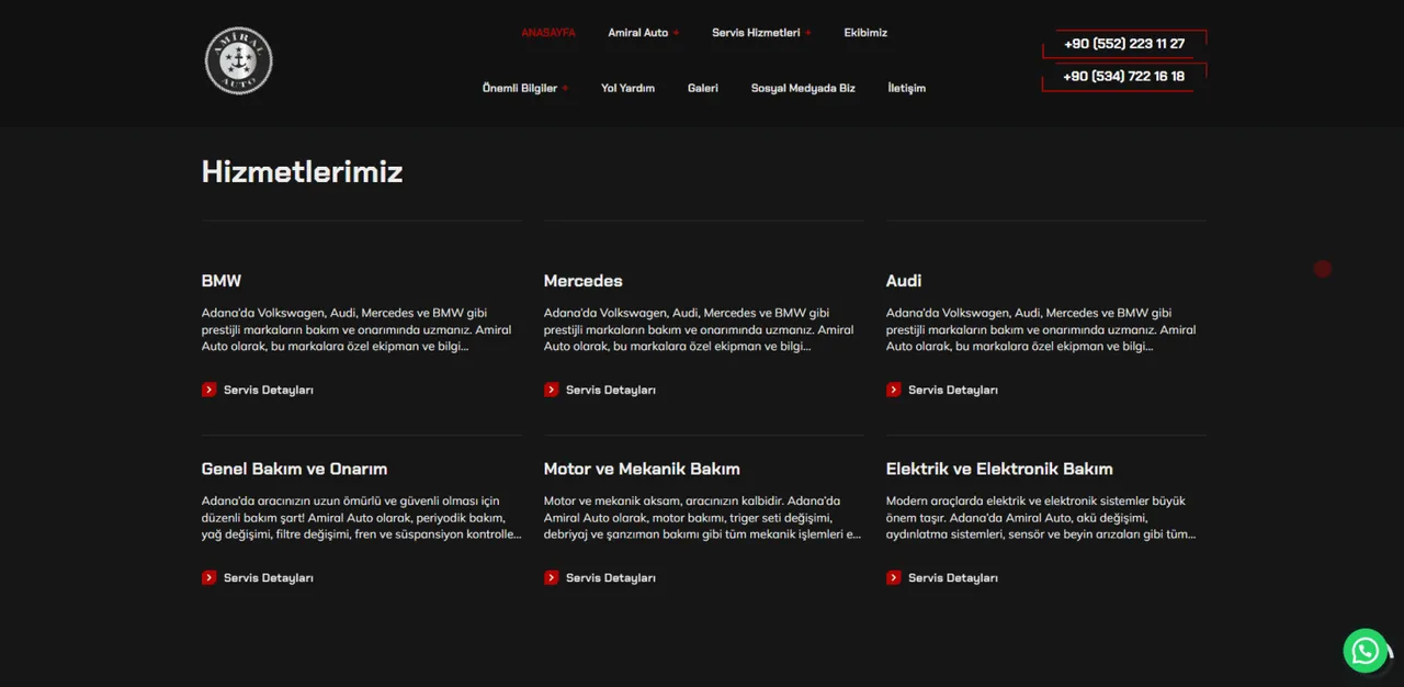 Amiral Auto – Website Çalışması - 1