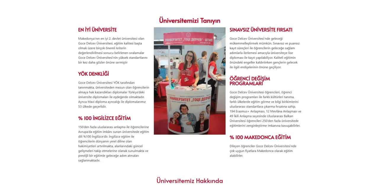 Goce Delcev Üniversitesi – Website Çalışması - 1